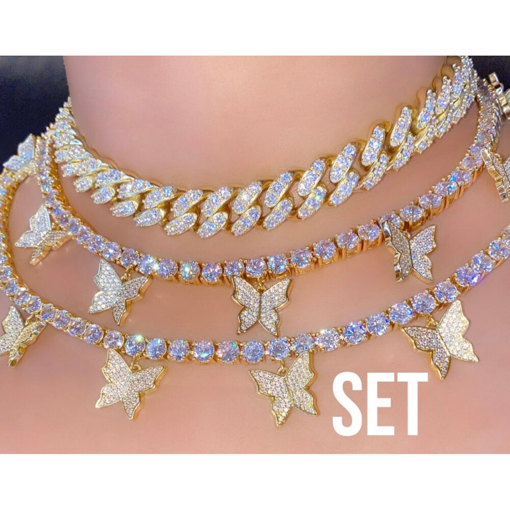 3 piece gold butterfly set